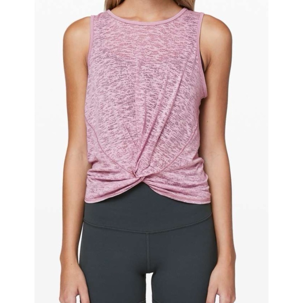 Lululemon Breeze Through Twist Tank Top Pink Rose Blush 6 Pullover Cropped
